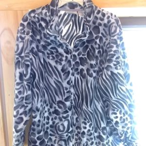 Fleece Animal Print Zip up Jacket